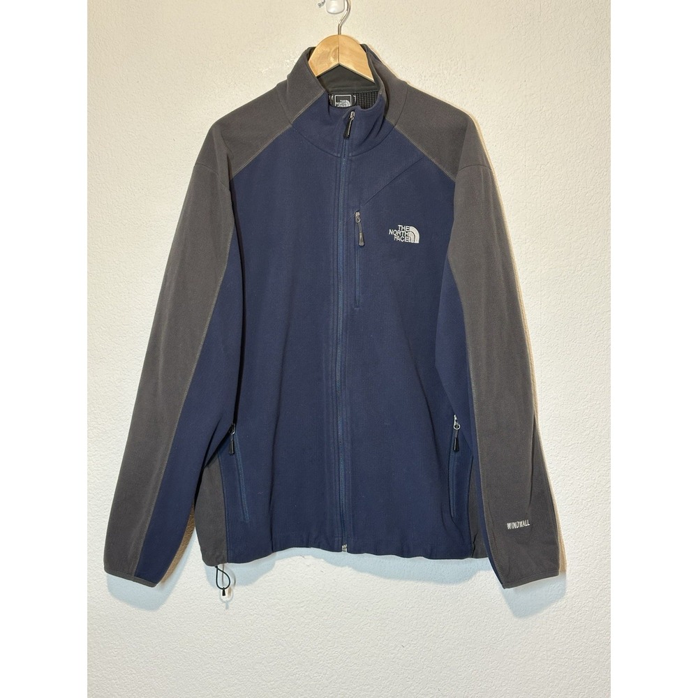 The North Face Fleece Jacket Mens 2XL XXL Windwall Full‎ Zip Blue Gray